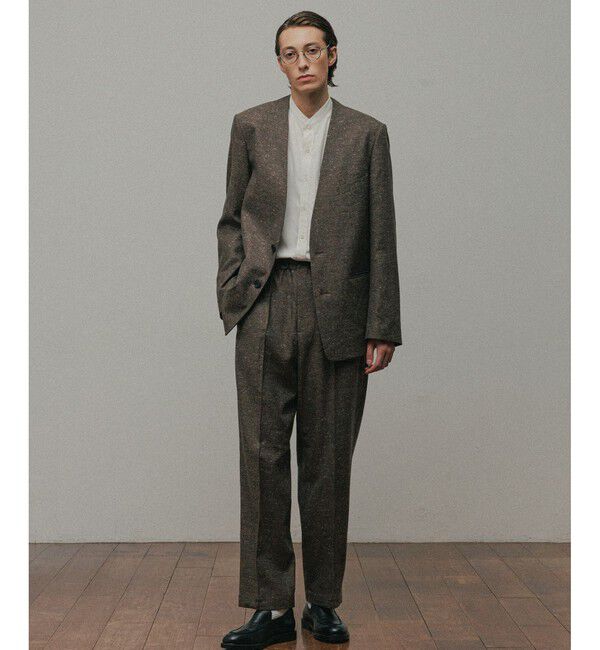 ADAM ET ROPE'「ハードクロス ノーカラージャケット / セットアップ対応」|ノーカラージャケット|