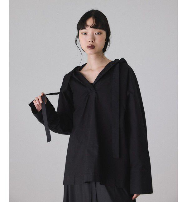 ADAM ET ROPE'「スキッパーフーディシャツ」|シャツ・ブラウス|ブラック(01)