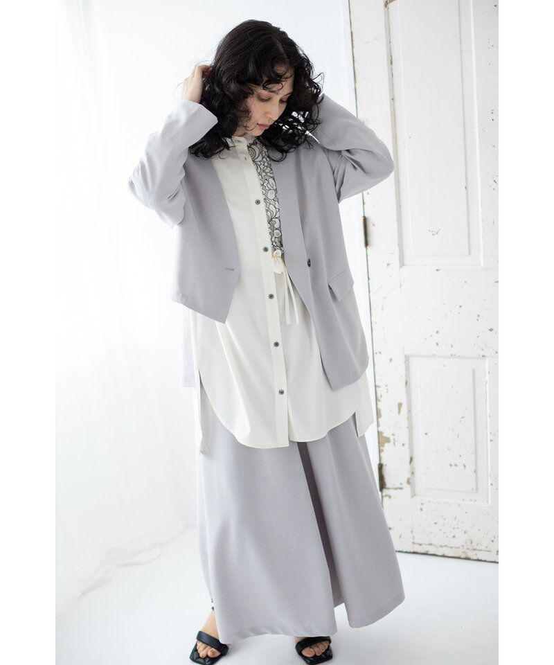  「ノーカラーアシンメトリージャケット」|ノーカラージャケット|