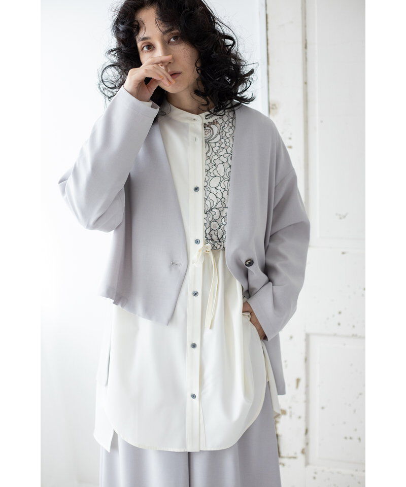 「ノーカラーアシンメトリージャケット」|ノーカラージャケット|