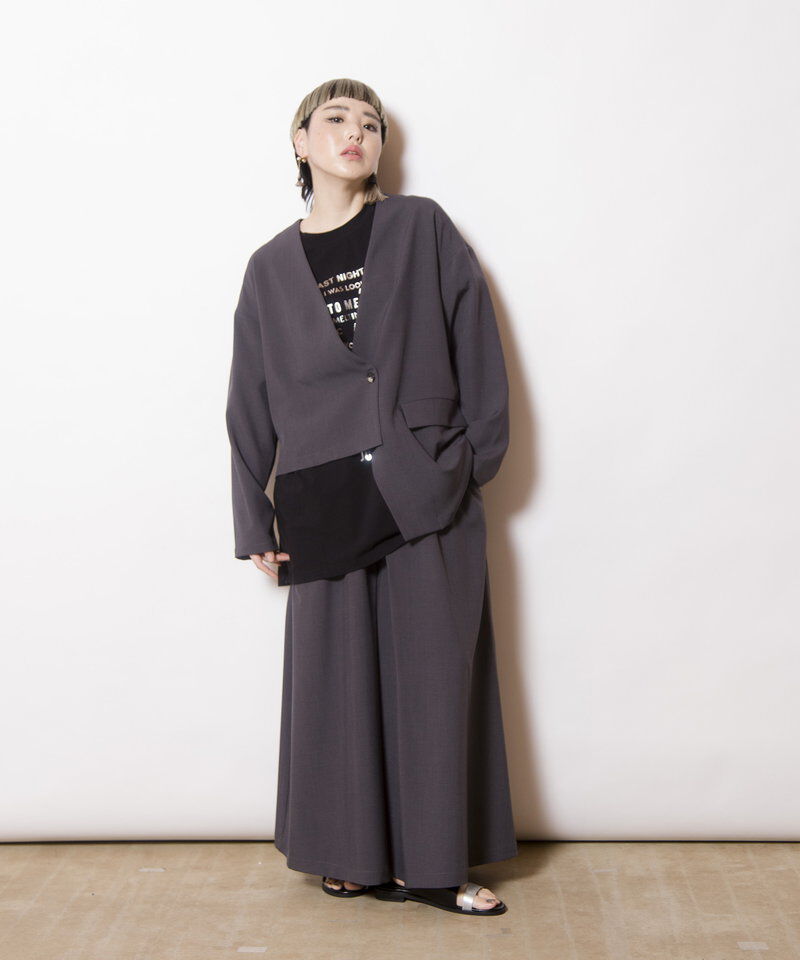  「ノーカラーアシンメトリージャケット」|ノーカラージャケット|