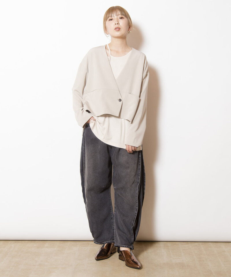  「ノーカラーショートジャケット」|ノーカラージャケット|