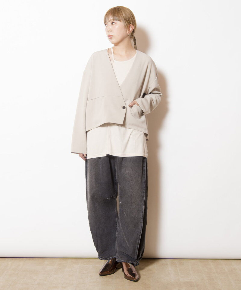  「ノーカラーショートジャケット」|ノーカラージャケット|