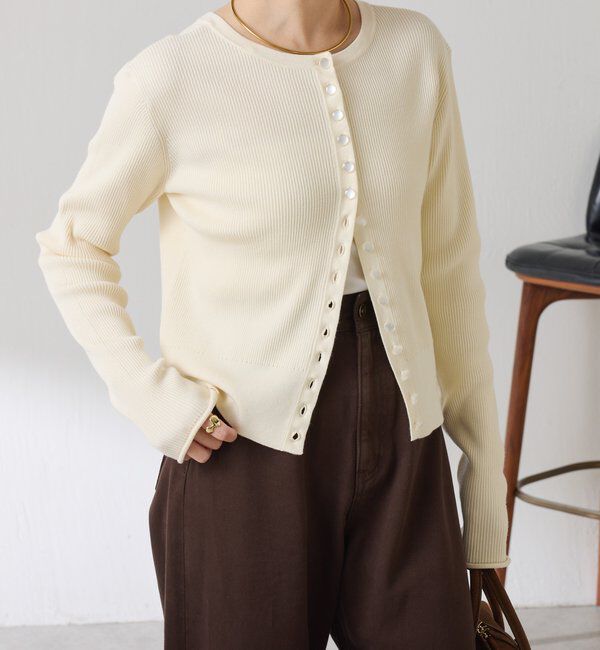  「ラインボタンコンパクトカーディガン」|ニット・セーター|