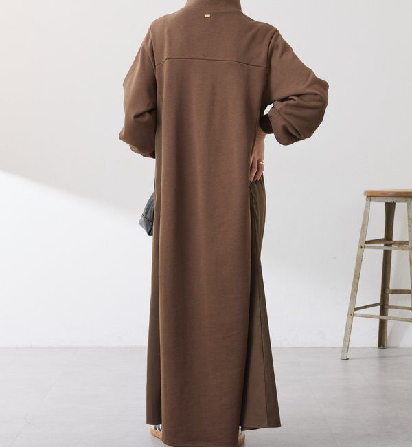  「異素材ドッキングハーフジップワンピース」|ワンピース|