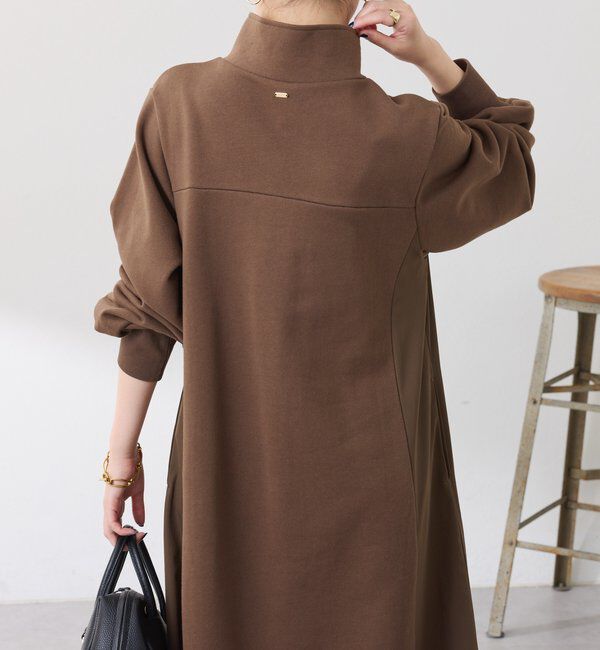  「異素材ドッキングハーフジップワンピース」|ワンピース|
