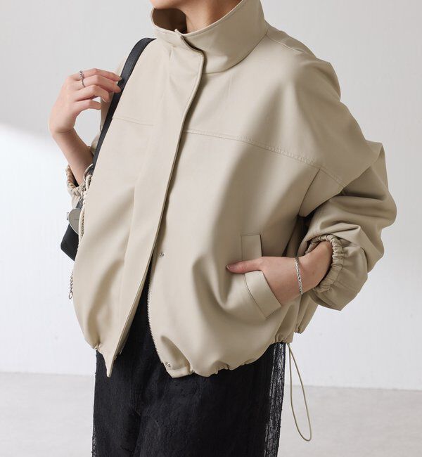  「レザータッチスタンドブルゾン」|ベスト・ジレ|