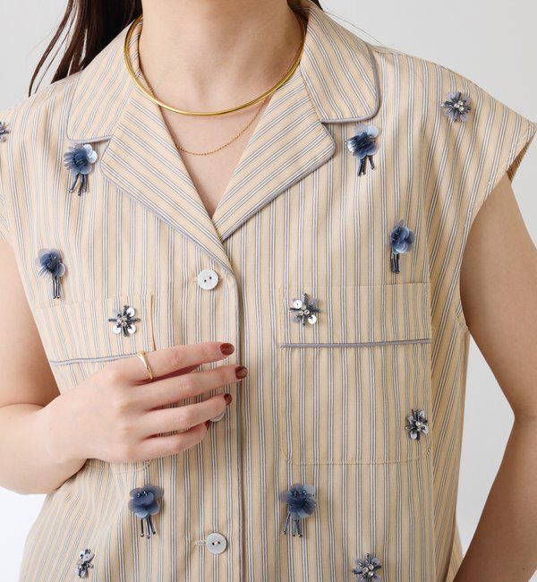  「ビジューストライプブラウス」|シャツ・ブラウス|