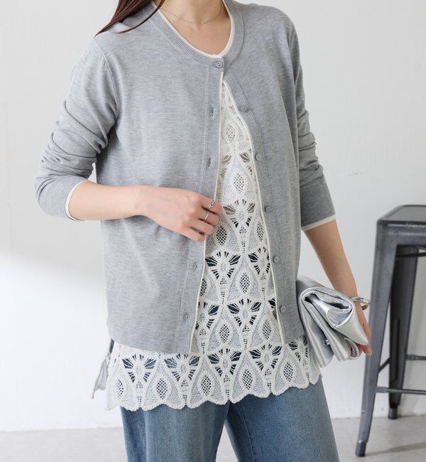  「レイヤード風クルーネックカーディガン」|ニット・セーター|