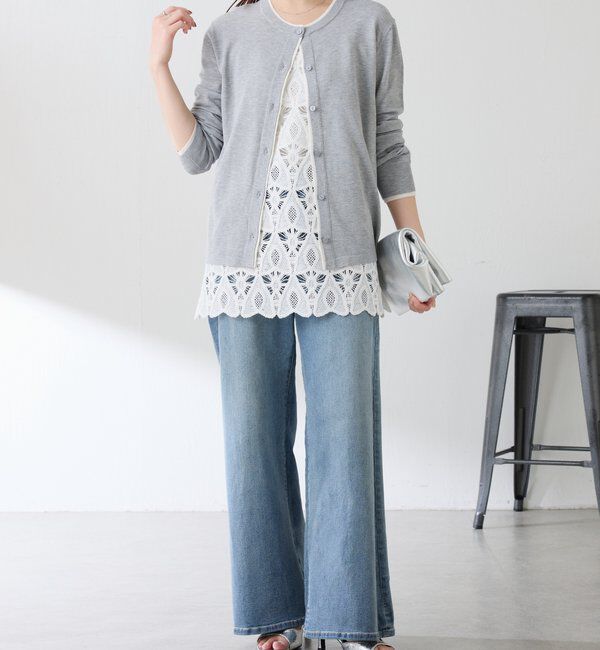  「レイヤード風クルーネックカーディガン」|ニット・セーター|