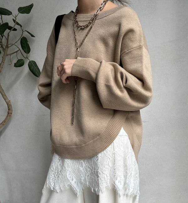  「アシメラウンドニットプルオーバー」|ニット・セーター|