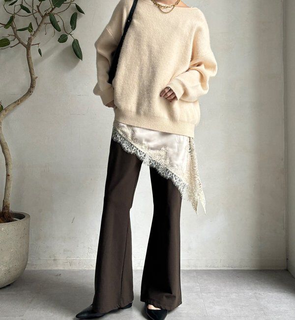  「ファーウールボートネックプルオーバー」|ニット・セーター|