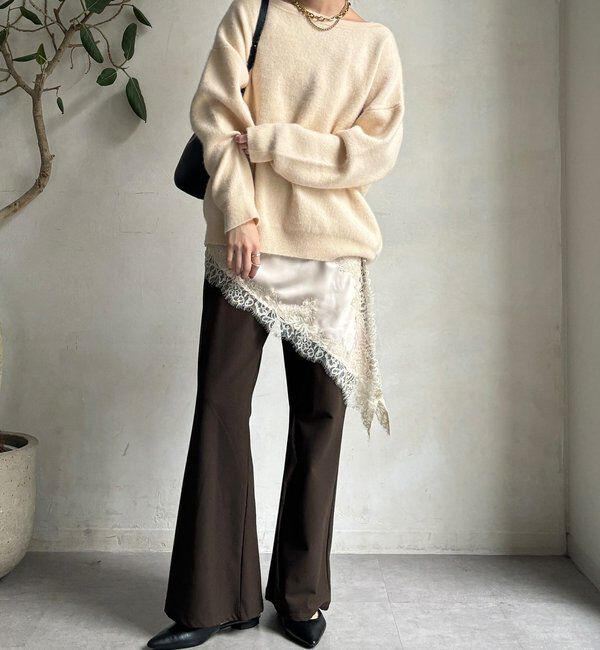  「ファーウールボートネックプルオーバー」|ニット・セーター|