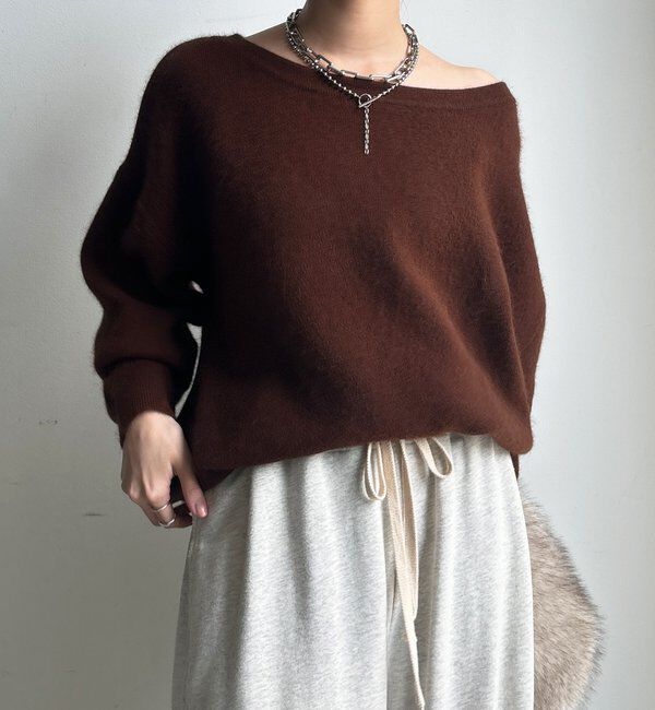  「ファーウールボートネックプルオーバー」|ニット・セーター|