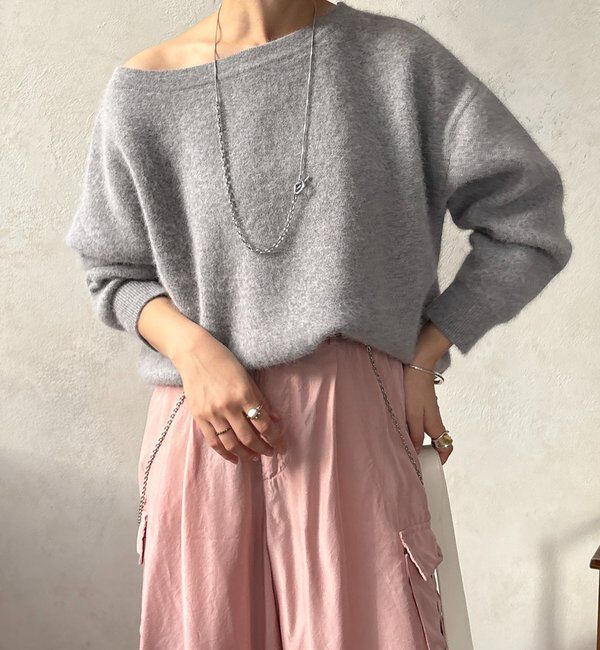  「ファーウールボートネックプルオーバー」|ニット・セーター|