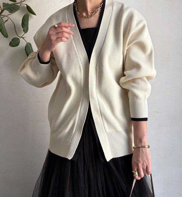  「バイカラーVカーディガン」|カーディガン|アイボリー