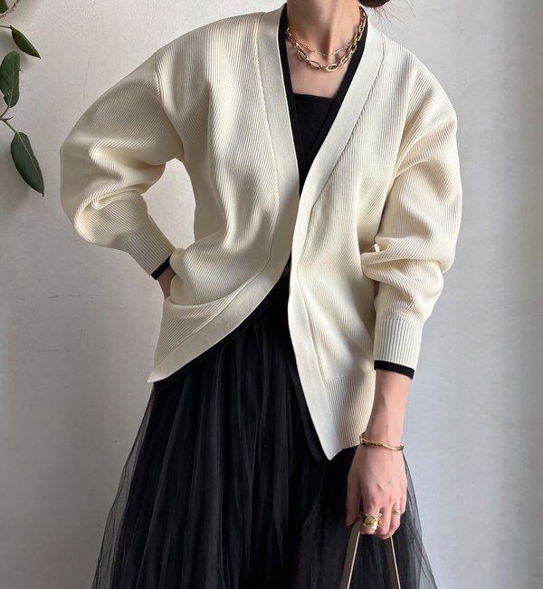  「バイカラーVカーディガン」|カーディガン|