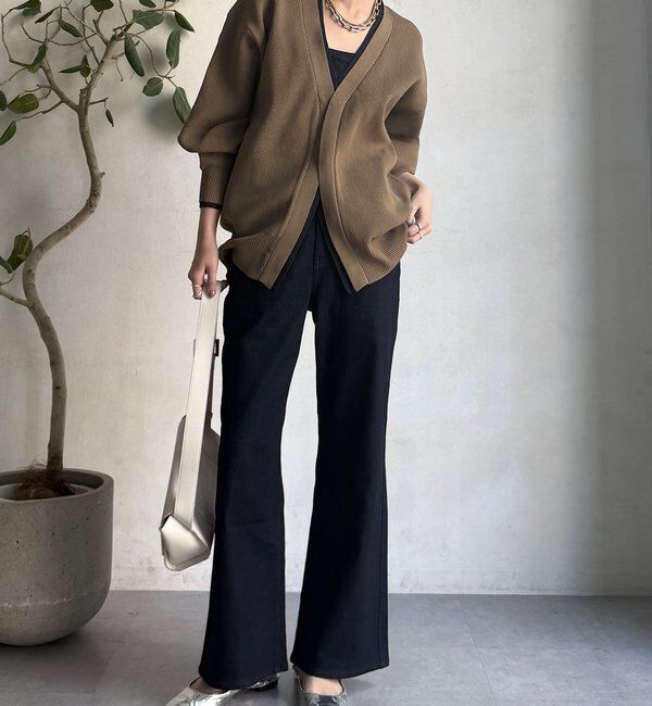  「バイカラーVカーディガン」|カーディガン|