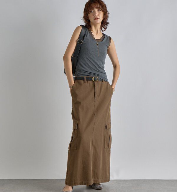  「【MONN.:.(モン)】カーゴマキシスカート」|スカート|