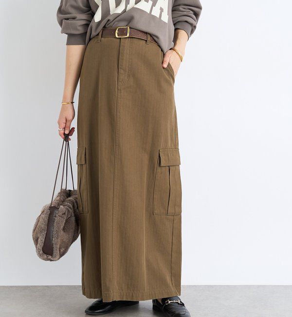  「【MONN.:.(モン)】カーゴマキシスカート」|スカート|