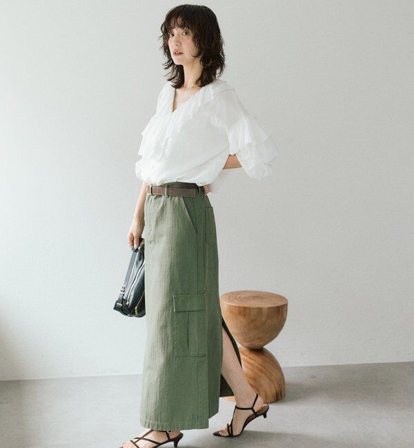  「【MONN.:.(モン)】カーゴマキシスカート」|スカート|