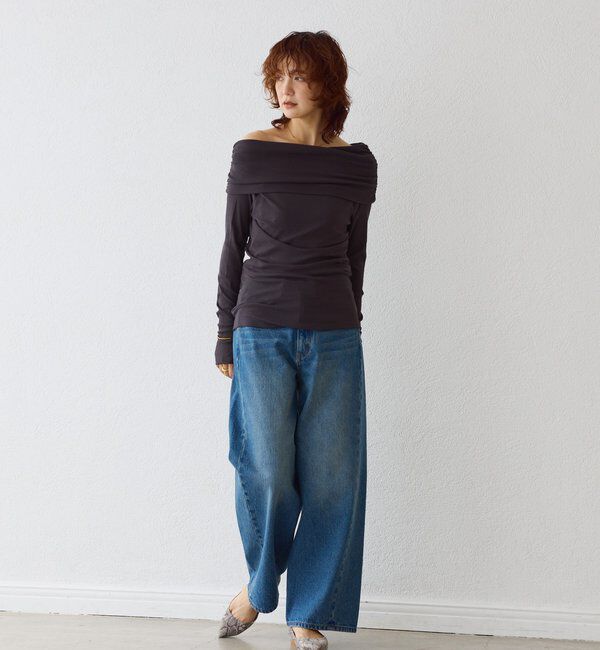  「【女性らしい抜け感】シアーテレコオフショルカットソー」|Tシャツ・カットソー|