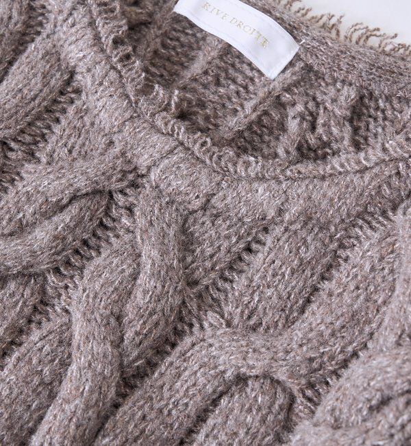  「【大人のこなれ感を演出】フリンジネックケーブルニット」|ニット・セーター|