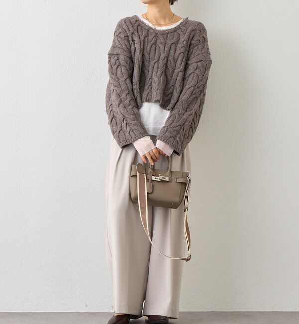  「【大人のこなれ感を演出】フリンジネックケーブルニット」|ニット・セーター|