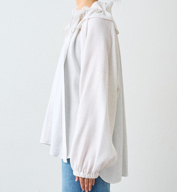  「予約【顔まわり華やか】リネンライクフリルカラーブラウス」|シャツ・ブラウス|