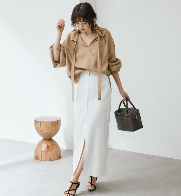  「予約【顔まわり華やか】リネンライクフリルカラーブラウス」|シャツ・ブラウス|