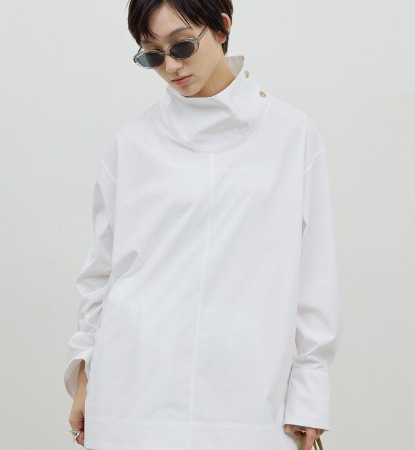  「【手洗い可】ハイネックコットンシャツ」|シャツ・ブラウス|
