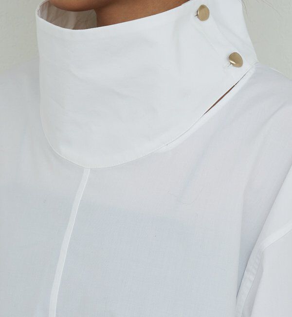  「【手洗い可】ハイネックコットンシャツ」|シャツ・ブラウス|