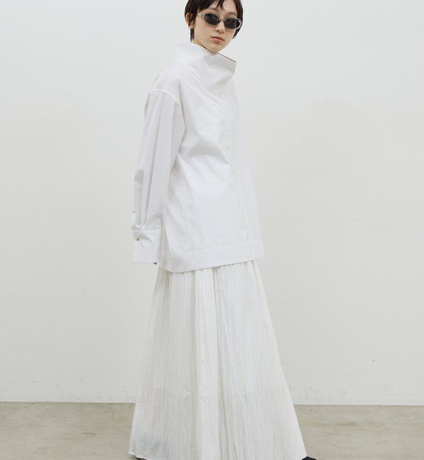  「【手洗い可】ハイネックコットンシャツ」|シャツ・ブラウス|