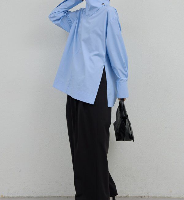  「【手洗い可】ハイネックコットンシャツ」|シャツ・ブラウス|