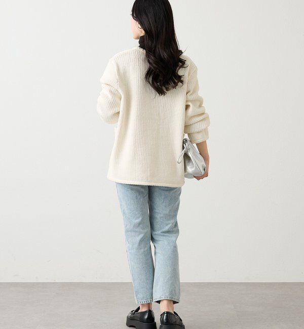  「ノーカラーニットジャケット」|カーディガン|