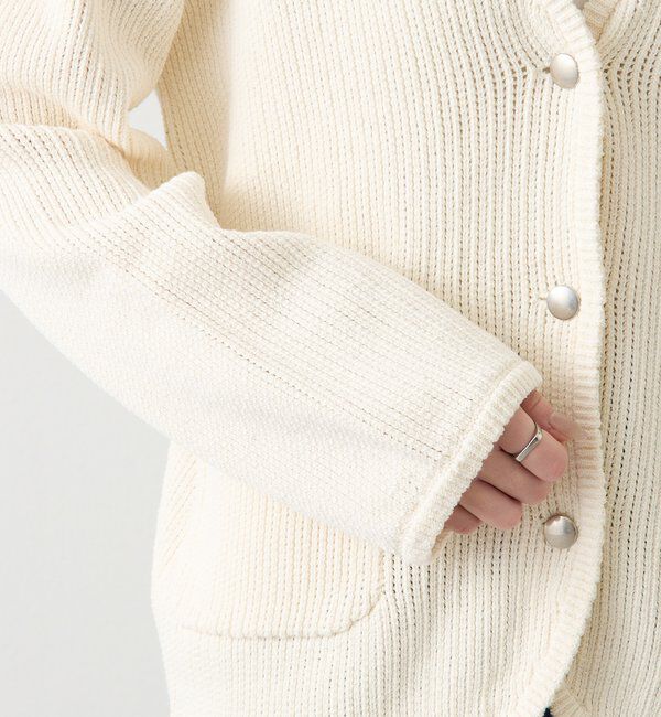  「ノーカラーニットジャケット」|カーディガン|