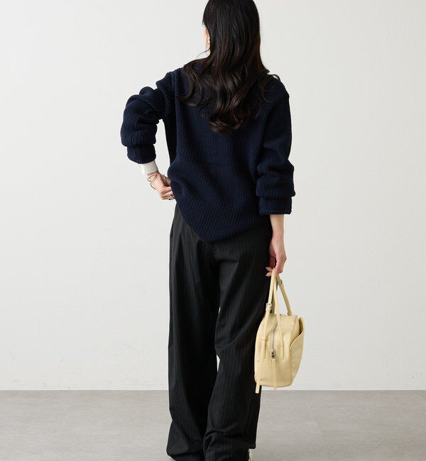  「ノーカラーニットジャケット」|カーディガン|