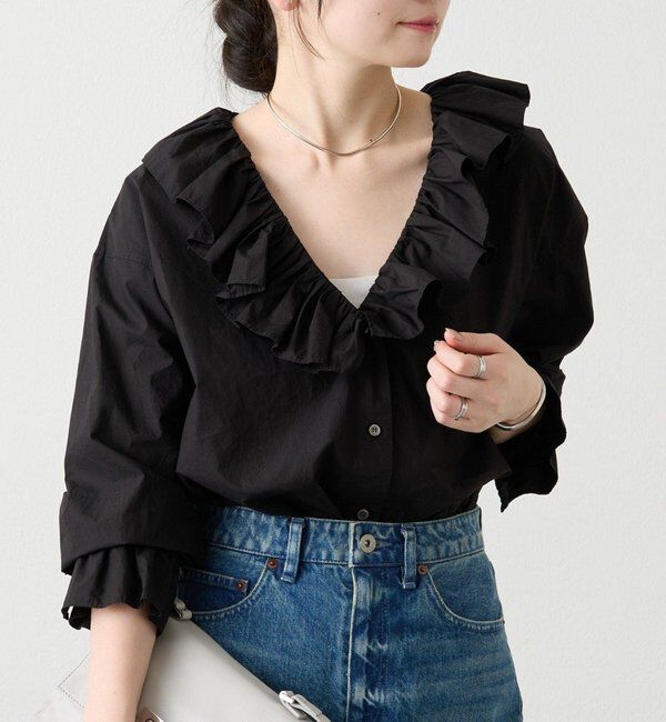 「ラッフルシャツ」|シャツ・ブラウス|ブラック