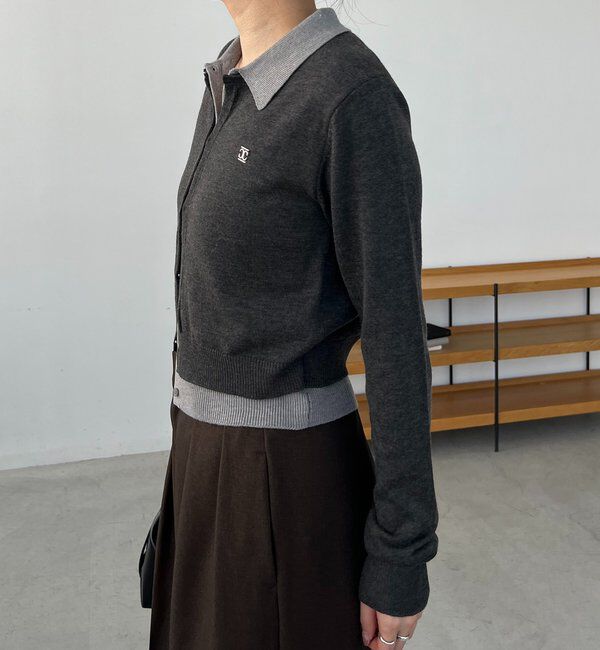  「レイヤードポロニットカーディガン」|カーディガン|
