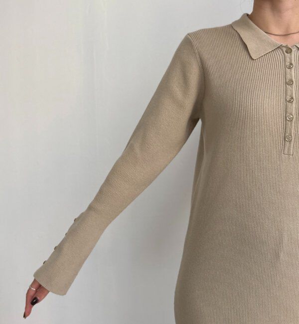  「【低身長サイズあり】襟ニットワンピース」|ワンピース|