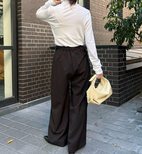  「ハイネック袖ギャザーロンT」|Tシャツ・カットソー|