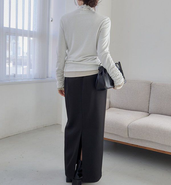  「ハイネック袖ギャザーロンT」|Tシャツ・カットソー|