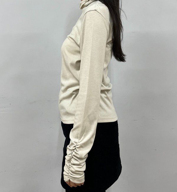  「ハイネック袖ギャザーロンT」|Tシャツ・カットソー|