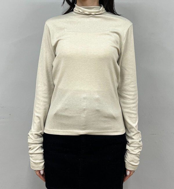  「ハイネック袖ギャザーロンT」|Tシャツ・カットソー|