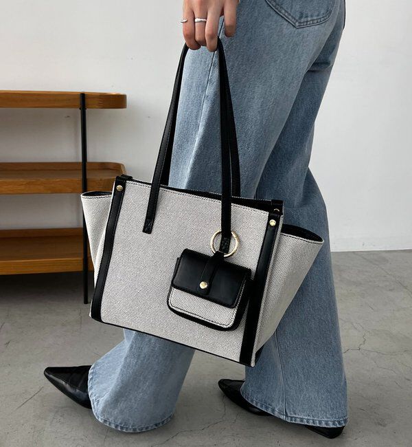  「バイカラートリミングトートバッグ」|トートバッグ|ブラック