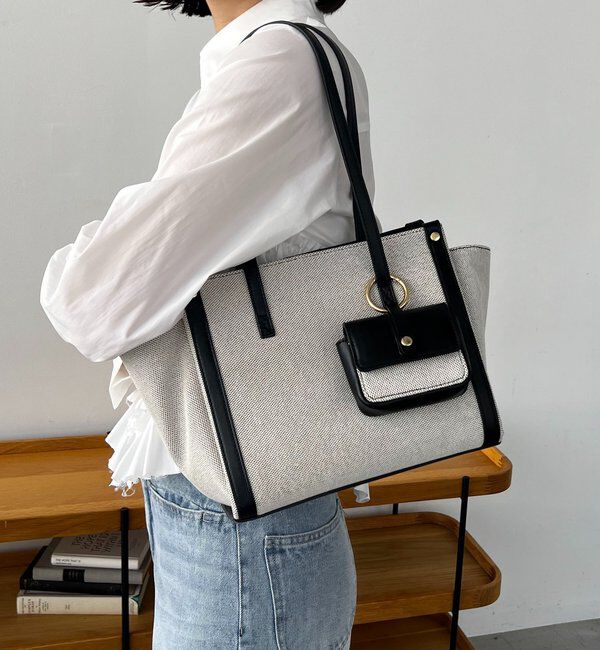  「バイカラートリミングトートバッグ」|トートバッグ|