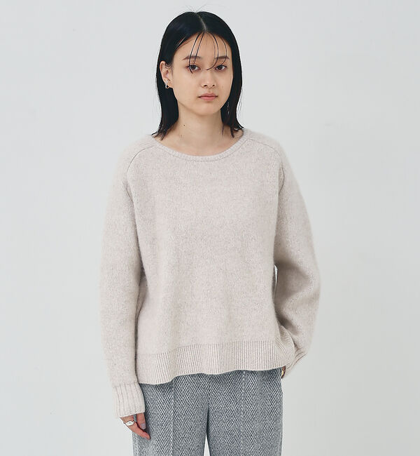 collex「ラクーン混 フォルムニットプルオーバー」|ニット・セーター|ライトベージュ
