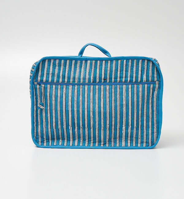 collex「ブロックプリント トラベルポーチL」|ポーチ|ブルー