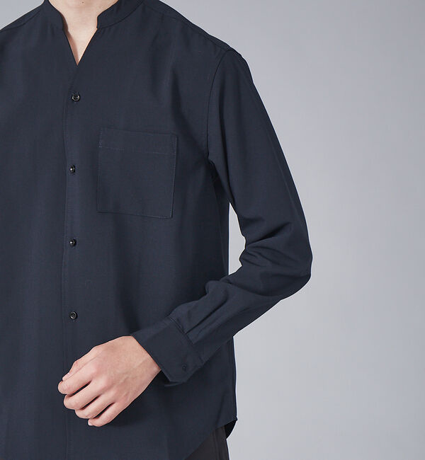 ABAHOUSE「【定番】ストレッチ ノーカラー Vネック シャツ」|シャツ・ブラウス|