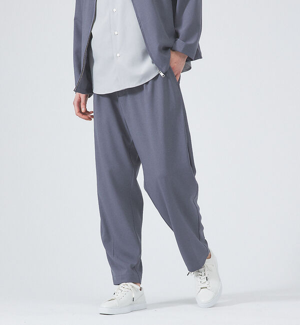 ABAHOUSE「【セットアップ対応】サイドタック ストレッチ ワイドパンツ」|チノ|ブルーグレー